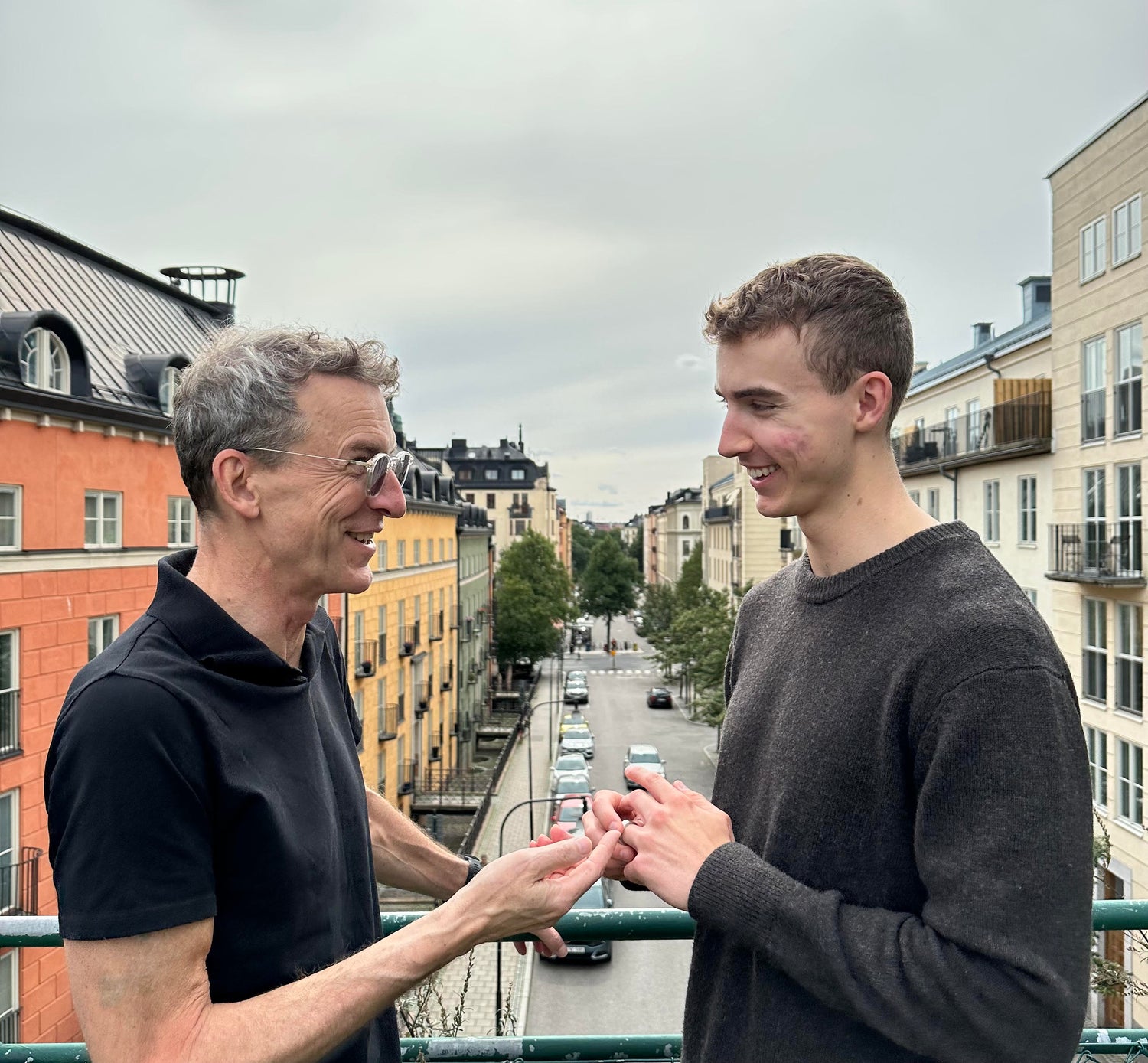 Anders and August, founders of Project Ratchet standing over Stockholm talking about the Ratchet Ring